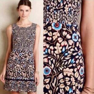 Maeve Anthropologie Brindille Floral Print Sleeveless Sheath Dress Size 8